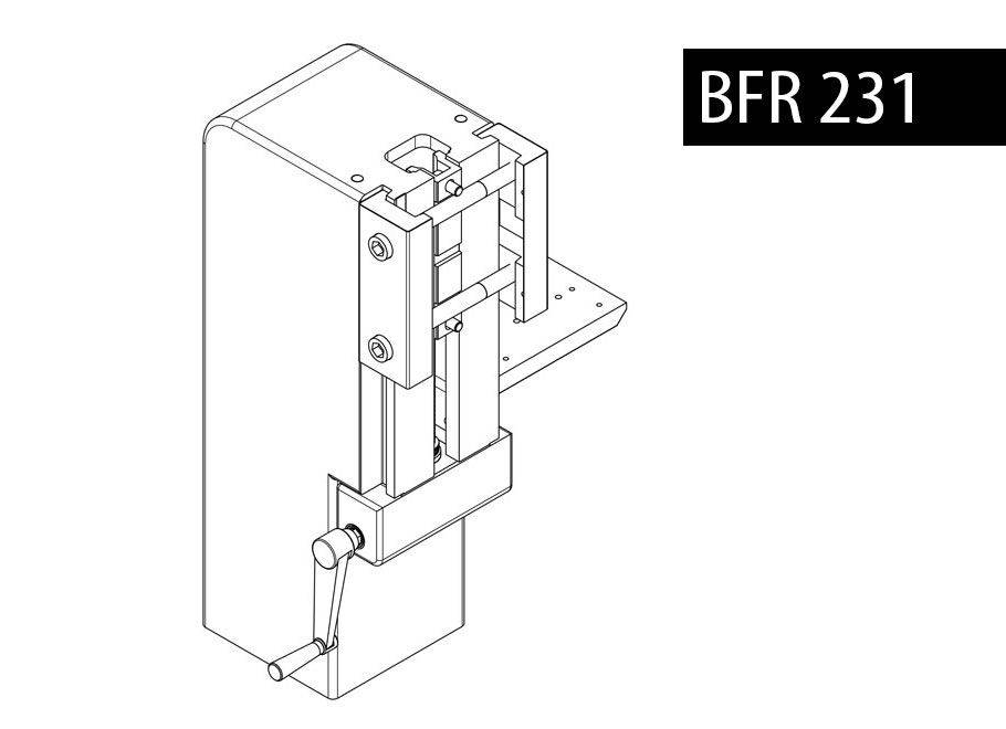 BalTec 色谱柱图纸，包括手动高度调节，无需工作台，适用于 231 和 231R 型